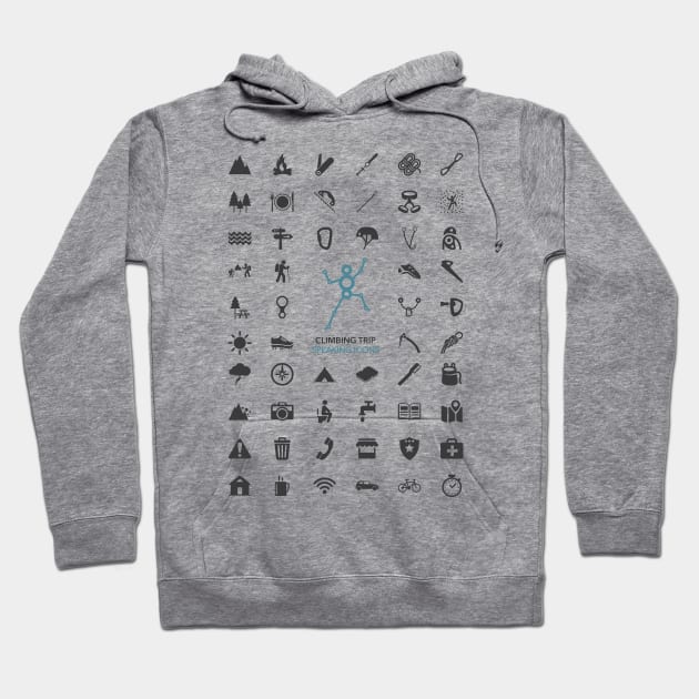 Climbing Trip Icons Hoodie by Climbo